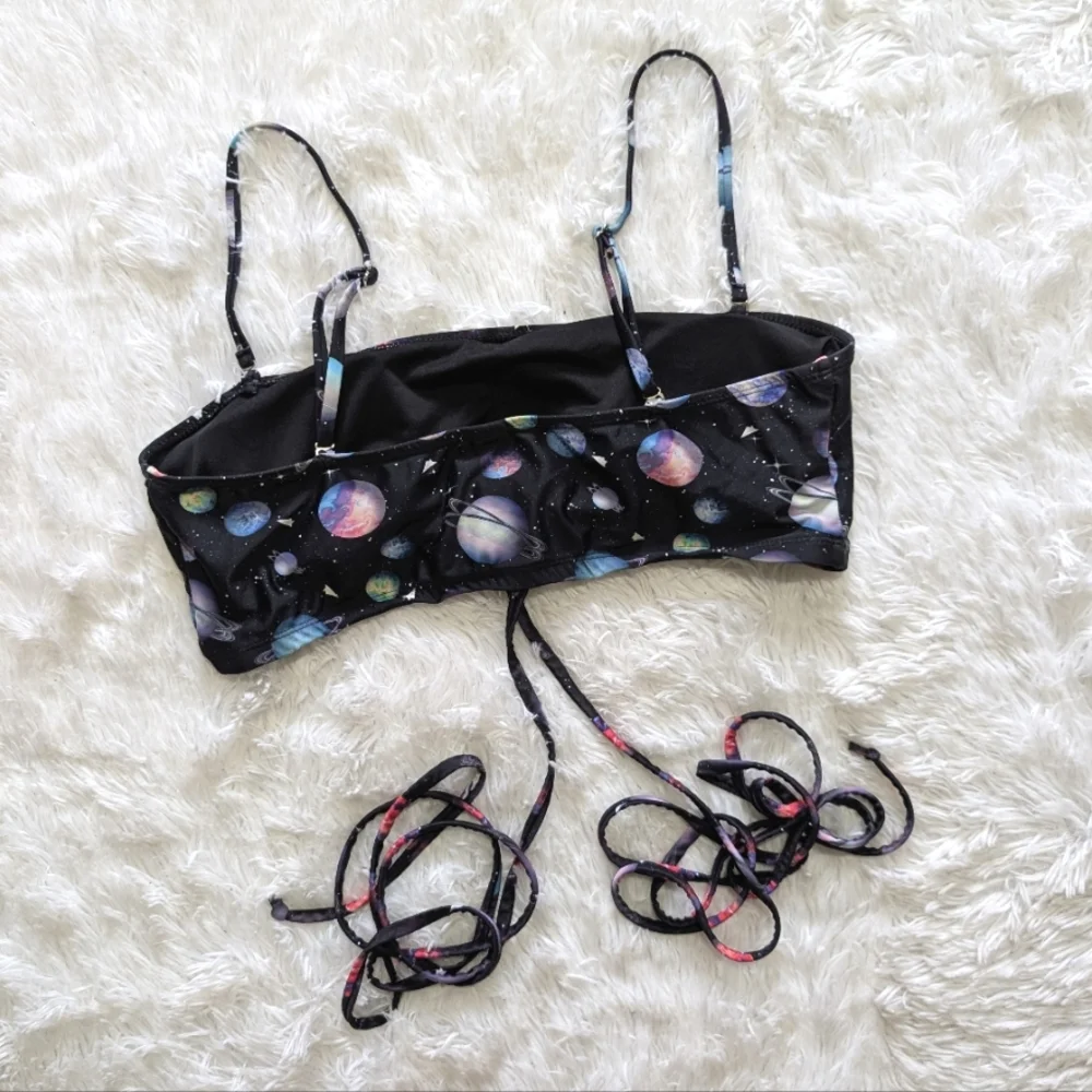 Blackmilk Galaxy Paper Universe Roped In Strappy Space Bandeau Bikini Top Large
